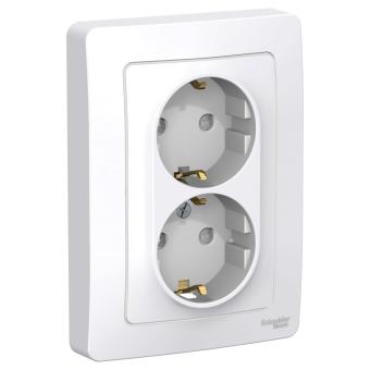 Розетка 2-м 16А С/У З/К со шторками Белый Blanca