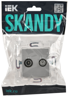 Розетка TV антенна + SAT С/У Серебряный Skandy