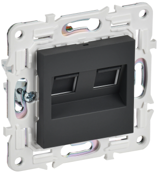 Розетка RJ45+RJ45 кат.6 С/У Графит Skandy