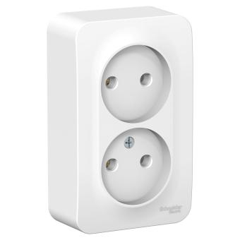 Розетка 2-м 16А О/У изолирующая пластина Белый Blanca