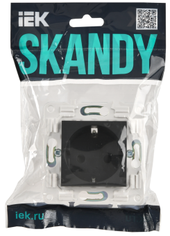 Розетка 1-м 16А С/У З/К со шторками Графит Skandy
