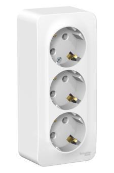 Розетка 3-м 16А О/У З/К изолирующая пластина Белый Blanca