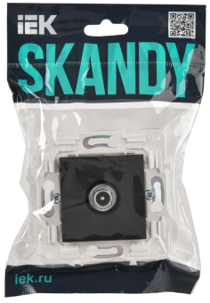 Розетка TV антенна С/У проходная Графит Skandy