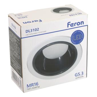 Светильник встраиваемый  DL3102 потолочный MR16 G5.3 белый + черный хром Feron
