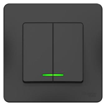 Выключатель 2-кл 10А С/У с индикатором Антрацит Blanca