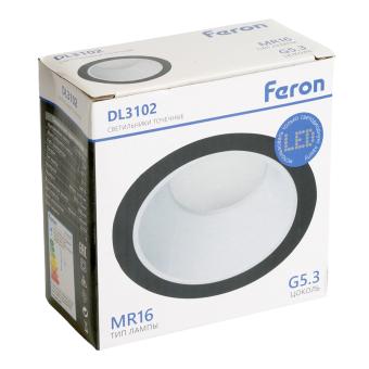 Светильник встраиваемый  DL3102 потолочный MR16 G5.3  черный + белый Feron