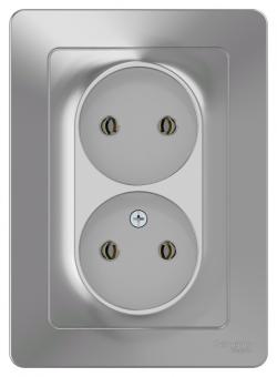 Розетка 2-м 16А С/У Алюминий Blanca
