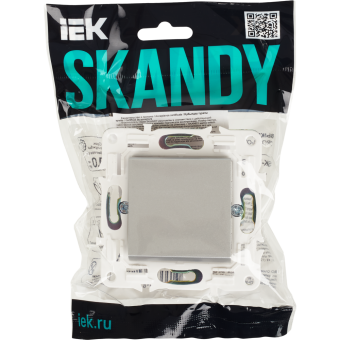 Переключатель 1-кл 10А С/У перекрестный Серебряный Skandy