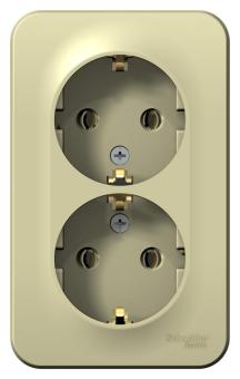 Розетка 2-м 16А О/У З/К изолирующая пластина Бежевый Blanca