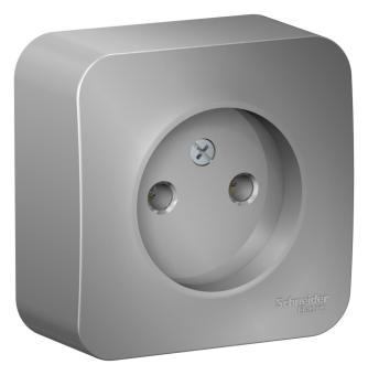 Розетка 1-м 16А О/У изолирующая пластина Алюминий Blanca