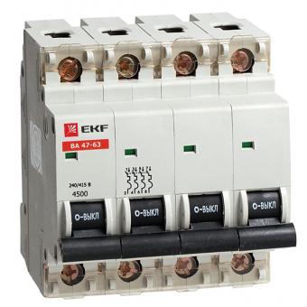 Автоматический выключатель ВА 47-63, 4P 10А (C) 4,5kA EKF