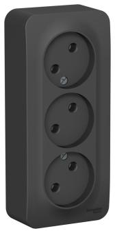 Розетка 3-м 16А О/У изолирующая пластина Антрацит Blanca