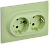 Розетка 2-м 16А С/У З/К со шторками в сборе Мятный Skandy