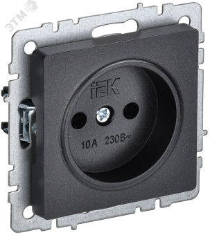 Розетка 1-м 10А С/У Черный Brite