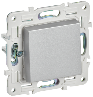 Выключатель 1-кл 10А С/У Серебряный Skandy