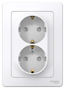 Розетка 2-м 16А С/У З/К со шторками Белый Blanca