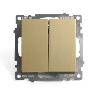 Выключатель 2-кл 10А С/У Золото Катрин