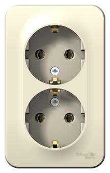 Розетка 2-м 16А О/У З/К изолирующая пластина Молочный Blanca