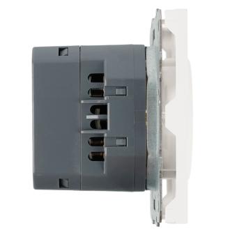Розетка 1-м 16А С/У З/К со шторками+USB + Type C Белый фарфор Эмили