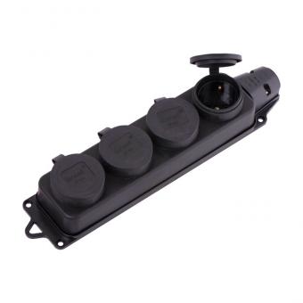 Розетка 4-х местная ЗК ОУ с загл. 16A 2P+PE (0107)