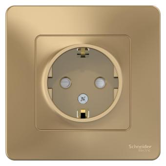 Розетка 1-м 16А С/У З/К со шторками Титан Blanca