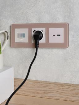 Розетка 1-м 16А С/У З/К со шторками+USB A+С 18Вт Жемчуг Brite