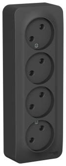 Розетка 4-м 16А О/У изолирующая пластина Антрацит Blanca