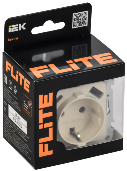 Розетка 1-м 16А С/У З/К со шторками+USB A+С 20Вт Б/К Сливочный FLITE