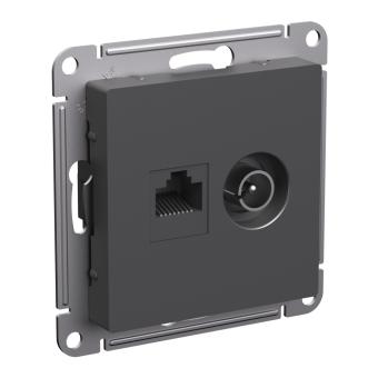 Розетка TV антенна + RJ45 кат.5E С/У Базальт AtlasDesign