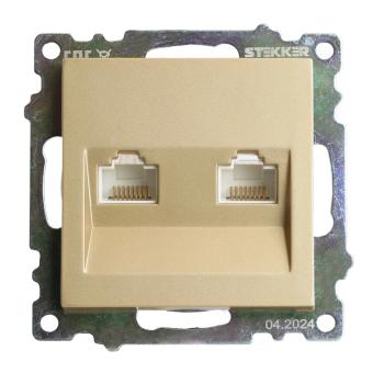 Розетка RJ45+RJ45 С/У Золото Катрин