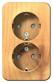 Розетка 2-м 16А О/У З/К со шторками изолирующая пластина Ясень Blanca