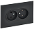 Розетка 2-м 10А С/У для плоской вилки Стекло графит Skandy