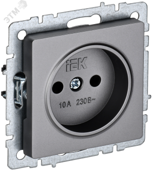 Розетка 1-м 10А С/У Сталь Brite