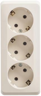 Розетка 3-м 16А О/У З/К Кремовый Etude