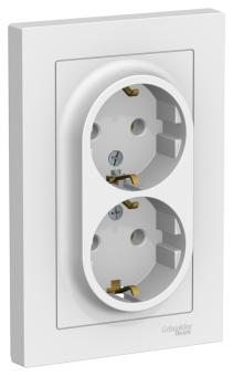 Розетка 2-м 16А С/У З/К в сборе с рамкой Лотос AtlasDesign