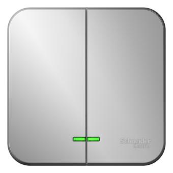 Выключатель 2-кл 10А О/У с индикатором изолирующая пластина Алюминий Blanca