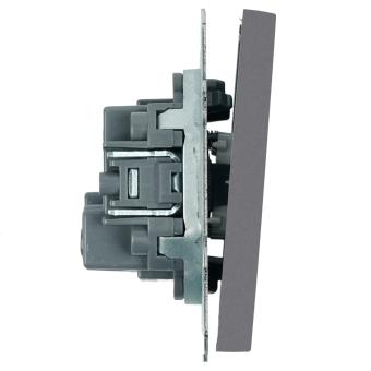 Выключатель 2-кл 10А С/У кнопочный Платиново-серый Эмили