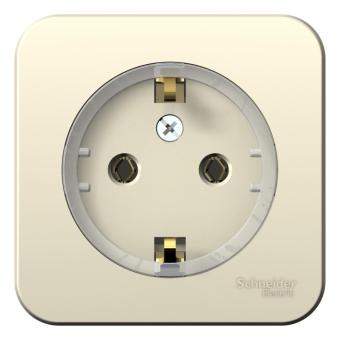 Розетка 1-м 16А О/У З/К с кольцом изолирующая пластина Молочная Blanca