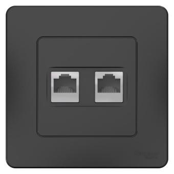 Розетка RJ45 кат.5E+ RJ11 С/У Антрацит Blanca