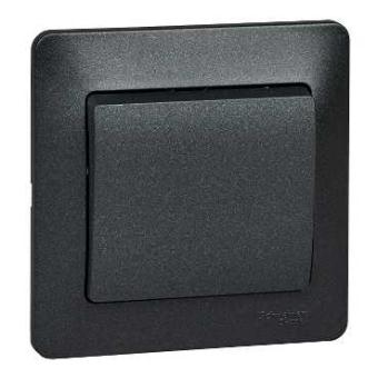 Выключатель 1-кл 10А С/У в сборе с рамкой Антрацит Glossa