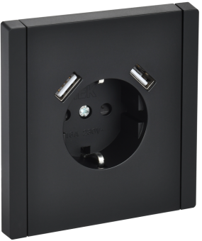 Розетка 1-м 16А С/У З/К со шторками+USB A+А 3,1А винтовое крепление Черный Forte&Piano
