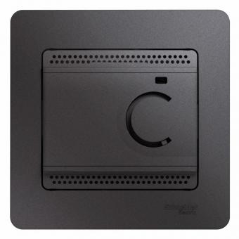 Термостат теплого пола электронный с датчиком в сборе графит Glossa