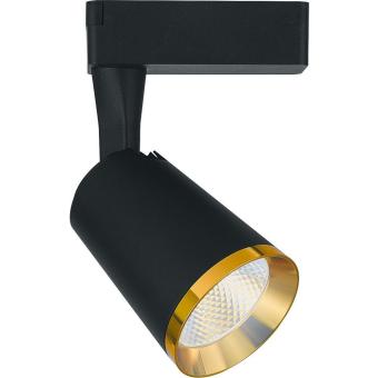 Светодиодный светильник трековый на шинопровод 12W 4000K, однофазный 35 градусов, черный с золотой рамкой AL111 Feron