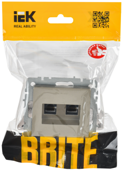 Розетка RJ45+RJ45 кат.6 С/У Шампань Brite