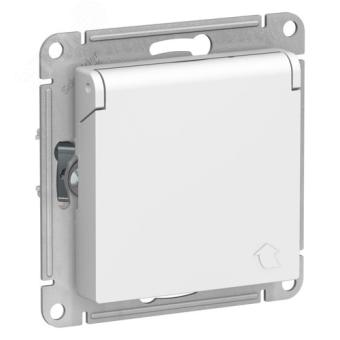 Розетка 1-м 16А С/У З/К со штор. с крышкой IP20 Лотос AtlasDesign