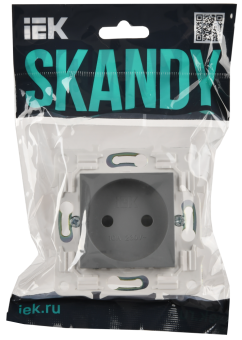 Розетка 1-м 10А С/У со шторками Серый Skandy