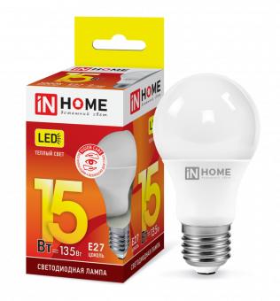Лампа светодиодная LED-A60-VC 15Вт 230В Е27 3000К 1430Лм IN HOME