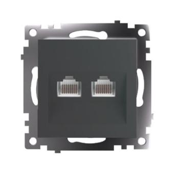 Розетка RJ45+RJ45 С/У Графит Катрин