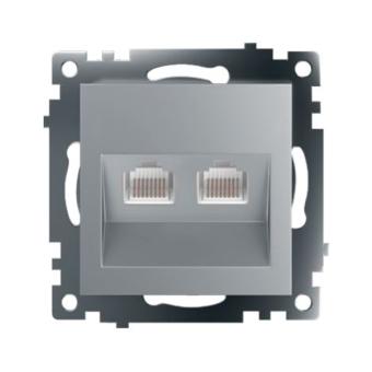 Розетка RJ45+RJ45 С/У Серебро Катрин