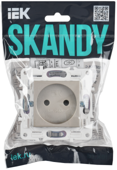 Розетка 1-м 10А С/У со шторками Шампань Skandy